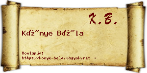 Könye Béla névjegykártya